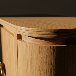 Consola Lateral Curva de Roble Macizo Moderno, Mueble de Almacenamiento Minimalista, Aparador Compacto, Consola Redondeada, Ecológica y Resistente al Agua - Product Image 5