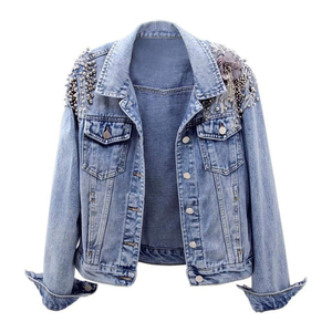 New Fashion Casual Winter Men's Denim <b>Rhinestone</b> <b>Jacket</b> Stand Collar Customized Color Front OEM Service Waterproof Breathable - Product Image 2