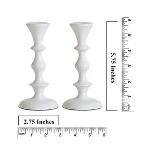 Juego de 2 Portavelas Cónicos de Aluminio Blanco Mate Estilo Nórdico, con Aspecto de Madera, para el Hogar Escandinavo - Product Image 3