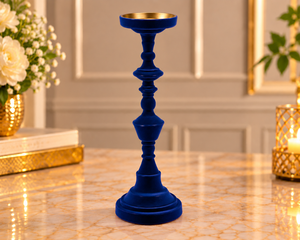 Porte-bougie en fer artisanal écologique sans flamme, bleu floqué, décoration d'intérieur, table à manger, style festif, mariages, Noël - Product Image 2