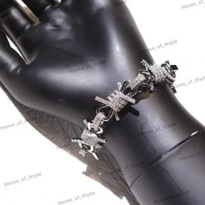 Pulsera de alambre de púas de cadena ajustable de Plata de Ley 925 de lujo, diamantes de moissanita helados, estilo Hip Hop de corte brillante - Product Image 2