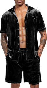 Conjunto Deportivo RABUSH para Hombre, Verano, Transpirable, 2 Piezas, 100% Lana Velour, Camiseta de Manga Corta Ajustada y Pantalones Cortos, Ropa de Gimnasio - Product Image 3