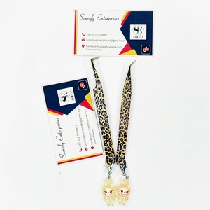 Somofy Enterprises Eyelash Tweezers Stainless Steel Precision Tip with <b>Leopard</b> <b>Print</b> Strap Labubu Charm Perfect Grip 10mm Length - Product Image 1