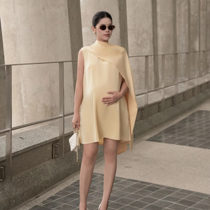 Vestido de seda sin mangas con cuello redondo, estilo casual sencillo, cintura holgada, minimalista, transpirable, largo hasta la rodilla, para uso diario de verano, OEM ODM Vietnam - Product Image 1