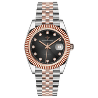 Montre mécanique automatique pour homme Alexander Ferros 8032D/01, 40 mm, saphir, fermoir papillon, acier inoxydable, résistante à l'eau, analogique
