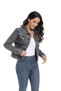 AMSEA High Quality Ladies Womens <b>Denim</b> Bomber <b>Jacket</b> Casual Ripped Distressed Eco-Friendly 100% Cotton Winter <b>Jackets</b> Wholesale - Product Image 2