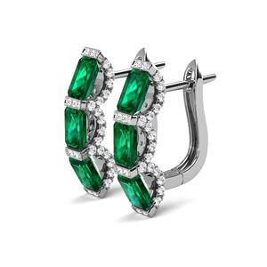 Pendientes de aro plata de primera ley con Esmeralda verde para mujer, aretes, aros, plata esterlina <span class=keywords><strong>2022</strong></span>, Estilo Vintage, 925 - Product Image 3