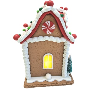 Maison de pain d'épice lumineuse pâte à pâte en argile polymère pièce de table parfaite décoration de vacances du Nouvel An et idée cadeau approvisionnement de Noël - Product Image 3