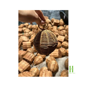BEST SELLING Handwoven Natural Rattan Christmas Tree Ornament Rustic Holiday Hanging Decoration for Home & Christmas Decor - Product Image 4