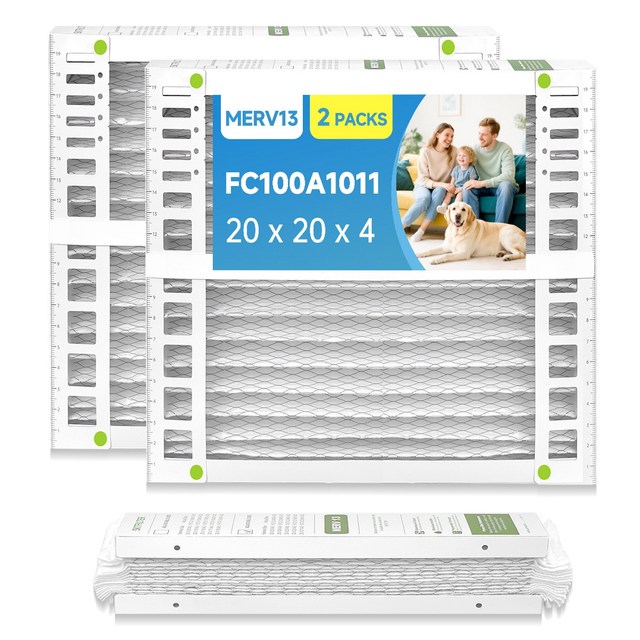 20x20x4 Air Filter Replacement MERV 13 FC100A1011 Pleated HVAC AC Furnace Filters with Wholesalehome Cleaning Cloth 2-Pack