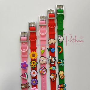 Petkaa Custom PVC Waterproof <strong>Collar</strong> Colorful with Cute <strong>Dog</strong> <strong>Collar</strong> <strong>Charms</strong> Adjustable Metal Buckle Designer Wholesale High Quality - Product Image 3