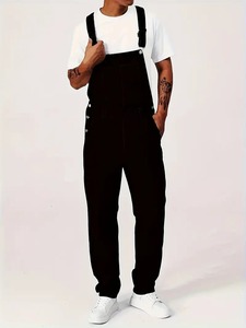 Pantalones de Mezclilla Negros para Hombre, Estilo Casual, Cintura Alta, Corte Regular, Color Sólido, de Algodón para Primavera - Product Image 2