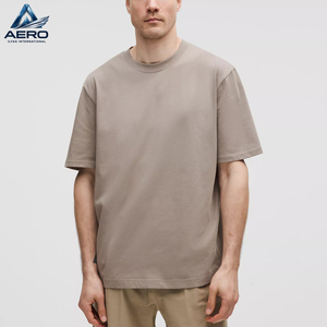 Camisetas de Hombre Color Caqui Lisas con Logotipo Personalizado de Fábrica, Algodón Grueso, Cuello Redondo Acanalado, Corte Regular, Camisetas Casuales para Hombre - Product Image 1