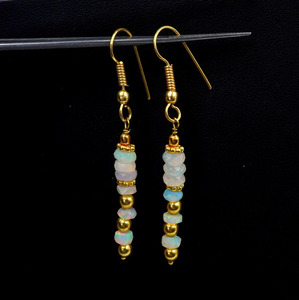 Boucles d'oreilles en opale d'Éthiopie naturelle Wlo Fire, argent 925 et or 14 carats, cadeau pour elle - Product Image 2