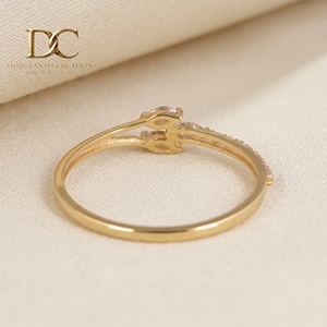Bague en or jaune massif 14 carats personnalisable avec diamant de laboratoire et saphir Padparadscha, bijou de créateur, cadeau spécial pour femme - Product Image 3