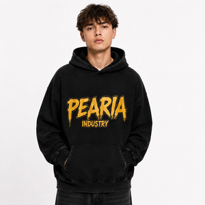 Sweat-shirt à capuche vintage noir pour homme, avec poche graphique sur le devant, style streetwear - Product Image 1
