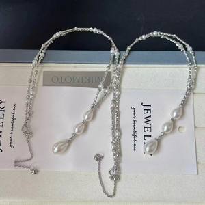 Collar de Perlas de Agua Dulce con Diseño de Alta Gama, Forma de Arroz, Cadena Simple para Clavícula con Borla - Product Image 5