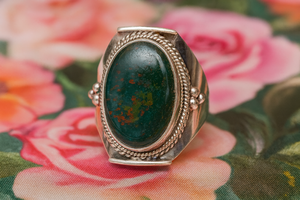Natural Bloodstone <b>Ring</b> 925 Sterling Silver <b>Ring</b> Handmade Vintage <b>Statement</b> <b>Ring</b> Men Women Oval Bloodstone Gemstone <b>Ring</b> for Men - Product Image 6