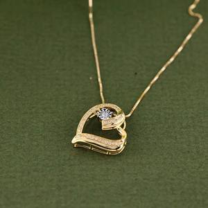 Gold Plated Heart Unique Pendant Round Brilliant Moissanite Diamond 925 Sterling <b>Silver</b> Fine Jewelry Pendant <b>Charm</b> Gift - Product Image 2