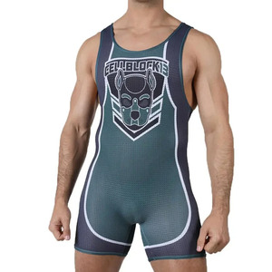 Combinaison de lutte personnalisée pour homme, en mélange de laine/élasthanne, avec logo frontal sublimé, vêtements de sport, uniforme de compétition - Product Image 3