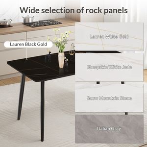 Tavolo da Pranzo in Pietra Sinterizzata/Marmo/Porcellana Dorato e Nero da 63 Pollici per Cucina e Soggiorno, Esclusivo per Uso Domestico - Product Image 4