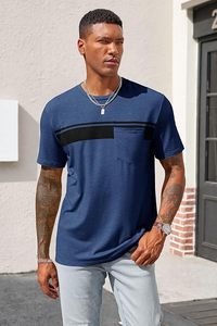 Men's Casual <b>T</b>-<b>Shirt</b> Short Sleeve Regular Fit Crewneck Tee Summer Graphic Tops <b>with</b> <b>Pocket</b> - Product Image 2