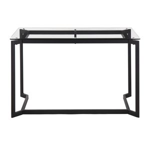 Bureau d'ordinateur moderne en acier noir Masters avec plateau en verre transparent – Design élégant - Product Image 4