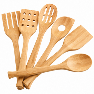 Ensemble de spatules en bois d'acacia au design vintage, cuillères de cuisine en teck antiadhésives à long manche, ustensiles de cuisine résistants à la chaleur, vente en gros - Product Image 5