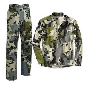 Pantalon de chasse camouflage personnalisé à col zippé, séchage rapide, évacuation de l'humidité, équipement OEM, vente en gros de combinaisons de chasse - Product Image 2