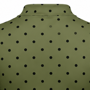 Olive Green Polka Dot Women <b>Mock</b> <b>Neck</b> Short Sleeve T Shirt Slim Fit Stretch Casual Printed <b>Top</b> Fashion Summer Wear Wholesale - Product Image 4