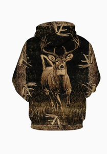 Sweat-shirt à capuche camouflage cerf pour homme, imprimé animalier forestier, veste à capuche pour activités de plein air, sweat-shirt de chasse personnalisé pour homme - Product Image 2