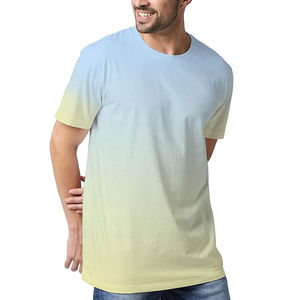 Men’s Ombre Gradient T-<b>Shirt</b> Short Sleeve Round Neck Regular Fit Casual Knit Tee Stylish Color Transition Lightweight Breathable - Product Image 1