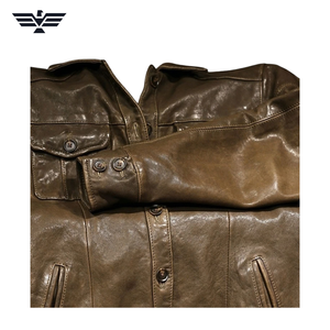 Blouson Homme Marron en Cuir Véritable Écologique Col Rabattu Motif Géométrique Décontracté Automne Simple Boutonnage - Product Image 6