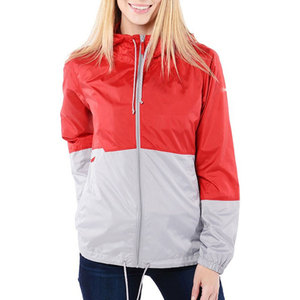 <b>Women's</b> Red & Gray Color Blocked Soft Shell for Hooded Windbreaker <b>Jacket</b> with Zipper Closure and Elastic Waist - Product Image 5