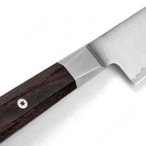 Couteau de chef de 6 pouces, manche brun foncé, lame argentée, outil de découpe culinaire pour hacher les légumes, trancher les fruits, préparation des aliments dans les restaurants - Product Image 6