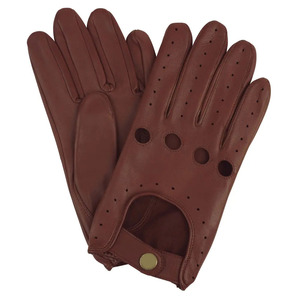 Gants de conduite en cuir de style vintage pour hommes, respirants, en cuir de vachette perforé, pour les passionnés de voitures classiques - Product Image 1