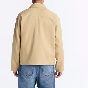 Veste en coton beige pour homme, fermeture éclair, col rabattu, couleur unie, manches longues, coupe classique, vêtement d'automne, veste Harrington pour homme - Product Image 2