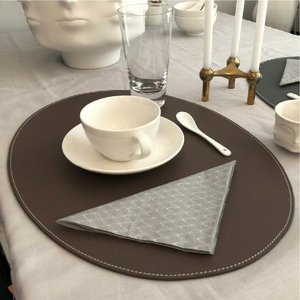 Waterproof PU Leather Placemats Heat Resistant Non Slip <b>Table</b> Mat Luxury Gold Line Octagonal Kitchen <b>Dining</b> Mat <b>Set</b> Placcemat - Product Image 4