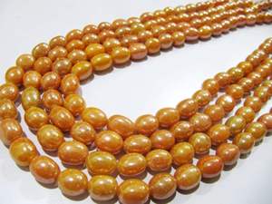 Perles ovales lisses et polies en quartz teinté saphir jaune mystique - Product Image 2