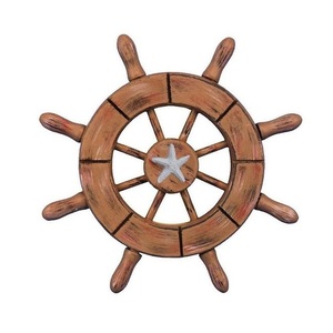 Wooden <b>Ship</b> <b>Wheel</b> Ocean Harbor Companion Crafted to Highlight Coastal Lifestyle through Timeless Nautical Decoration - Product Image 1