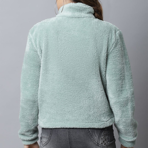 Women Sherpa fleece Faux <b>Fur</b> Wool Coat Breathable Warm Plush Casual hooded zipper collar Jacket snow wear comfy button closure - Product Image 4
