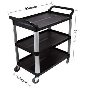 3-Tier Stainless Steel Food <b>Trolley</b> Durable Black Kitchen Utility Cart Lockable <b>Wheels</b> for Serving <b>Storage</b> Kitchen Islands Carts - Product Image 6