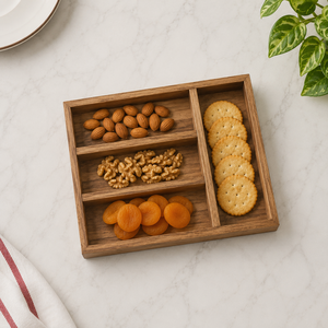 Premium Wooden Cutlery Organizer Tray | Handmade Solid Wood Compartments Serving Tray <b>Kitchen</b> Drawer Storage Dining Table <b>Decor</b> - Product Image 3