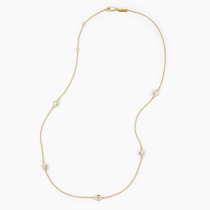 Collar de cadena con eslabones y diamantes redondos engastados en bisel - Product Image 2