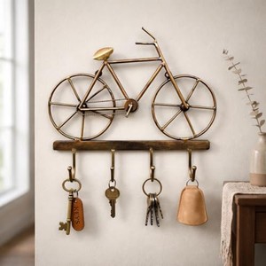 Antique Iron Bicycle <b>Key</b> Holder with Reclaimed Wood - Wholesale Wall Hooks - Product Image 2