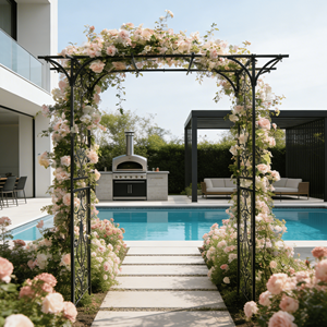 Arco da Giardino in Metallo Nero con Supporto per Piante Rampicanti L80.3 X L20.47 X H81.1, Traliccio e Cancello per Rose da Esterno - Product Image 5