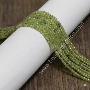 ลูกปัดเพรนไนต์สีเขียวธรรมชาติคุณภาพดีที่สุด ขนาด 2 มม. รูปทรงกลมเหลี่ยมเพชรพลอยขนาดเล็ก สำหรับทำเครื่องประดับ DIY ขายส่ง - Product Image 2