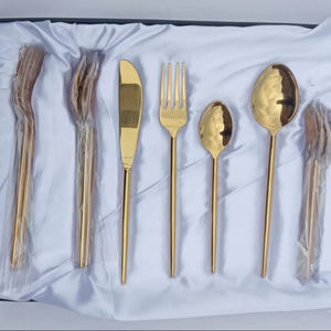 Couverts à manche martelé, couverts à manche texturé, ensemble cuillère, fourchette et couteau en acier inoxydable, couverts argentés polis miroir, lourds et robustes - Product Image 5