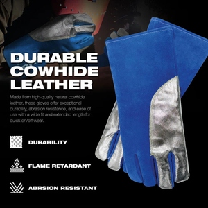 Gants de soudage en cuir de vachette renforcé, usage général, sécurité industrielle, 11 oz, 16 pouces, résistants à l'abrasion et aux déchirures - Product Image 3