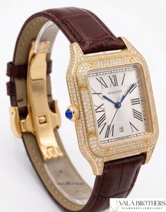 Reloj Cartier Santos-Dumont de Oro Amarillo con Diamantes, 30 mm, Cuadrado, Analógico, de Cuarzo, con Correa de Cuero, Unisex, Estilo Elegante - Product Image 3
